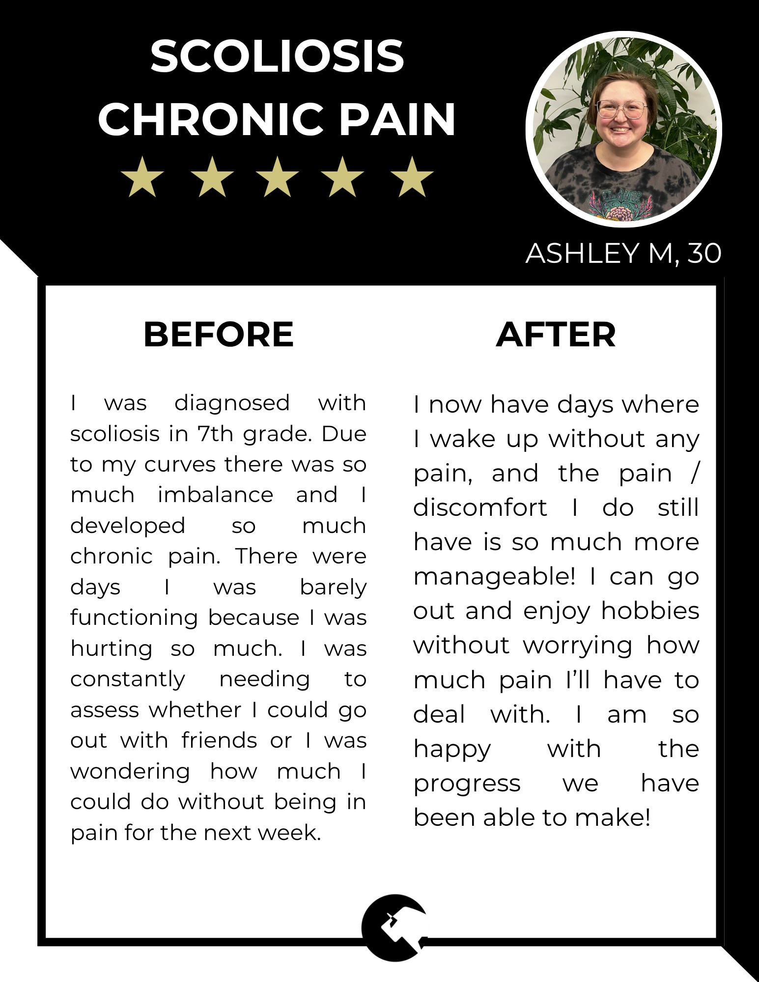Chronic Scoliosis Pain Gone--Able to Enjoy Hobbies and Life!